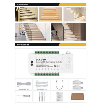 Dynamische trapverlichting set premium - voor max. 16 treden - 50cm